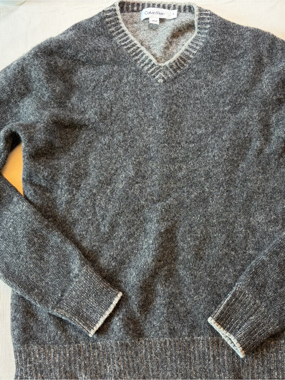 Calvin Klein women’s gray  V-Neck Wool Sweater